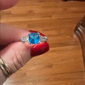 Elegant Blue Gemstone Silver Ring